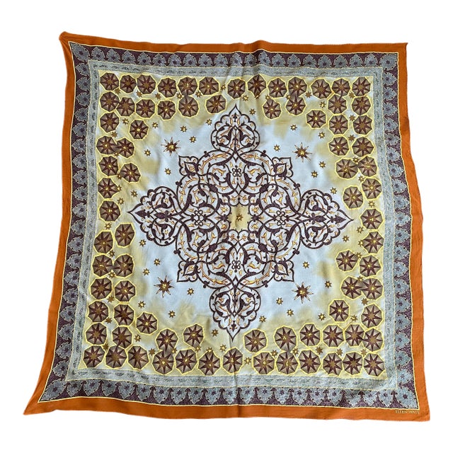 Vintage Silk Scarf Designer Textile For Sale