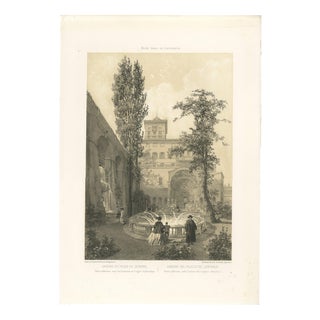 Benoist, Gardens of the Quirinal Palace, Rome Fountain Scene, 1868, Print For Sale