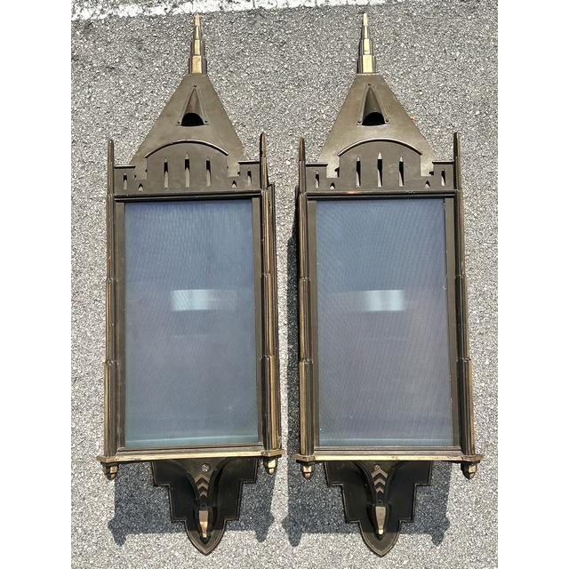 Copper Vintage Monumental Copper Wall Sconces - A Pair For Sale - Image 8 of 12