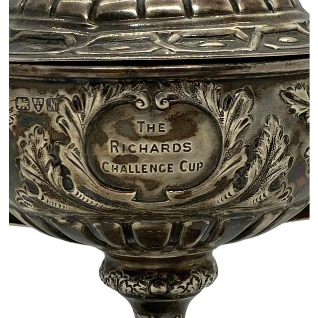 Early 20th Century English Sterling “The Richards Challenge Cup” Trophy With Lid Awarded to “Capt. A. W. Nuthall 198...