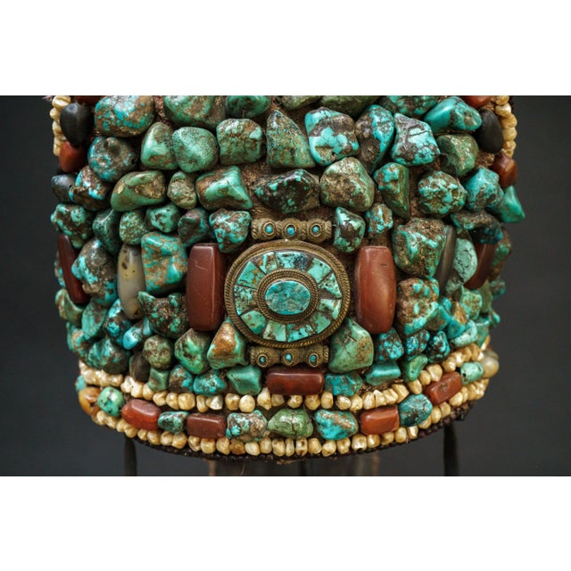 Traditional Vintage Tibetan Headdress For Sale - Image 3 of 7