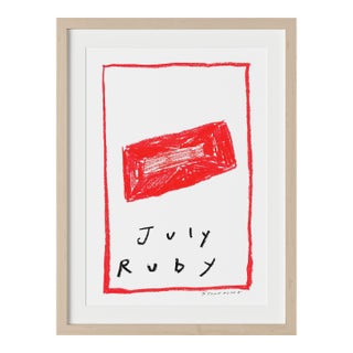 July Ruby Birthstone Print by Tatiana Alida in Tan Frame For Sale