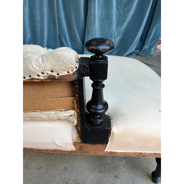 French 19th Century Chaise With Wooden Arm Details For Sale - Image 10 of 12