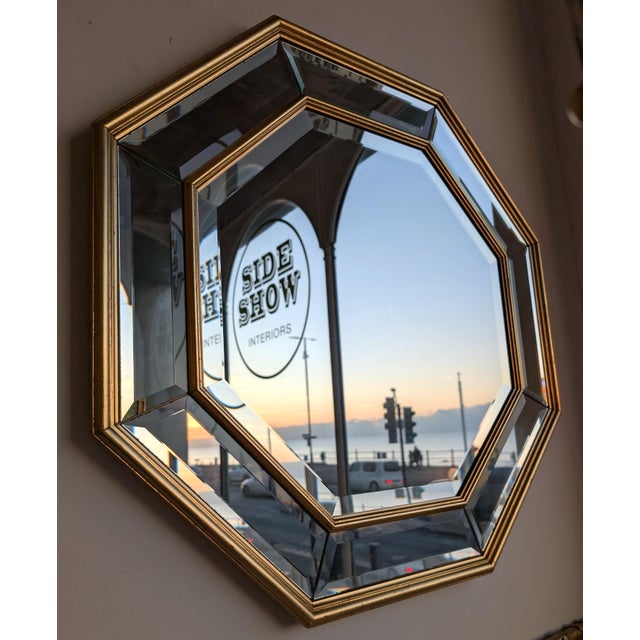 Vintage Gold Octagonal Bevelled Mirror from Deknudt, Belgium, 1970s For Sale - Image 6 of 12