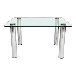 Late 20th Century Glass and Chrome End Table or Coffee Table Attributed to Pace Collection For Sale