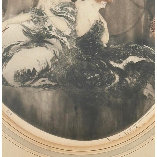 Art Deco Antique Louis Icart Les Masques Hand Colored Print C.1926 For Sale - Image 3 of 3