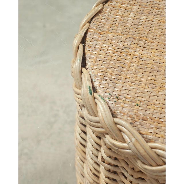 Michael Taylor Attributed Scalloped Rattan Wicker Dining Table For Sale - Image 16 of 18