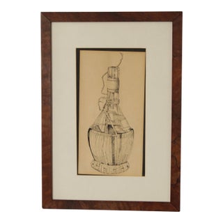 Unsigned Ink Stipple Drawing, Chianti For Sale