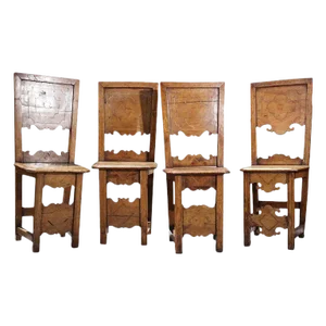 Group of Four 18th Century Inlaid Walnut Side Chairs