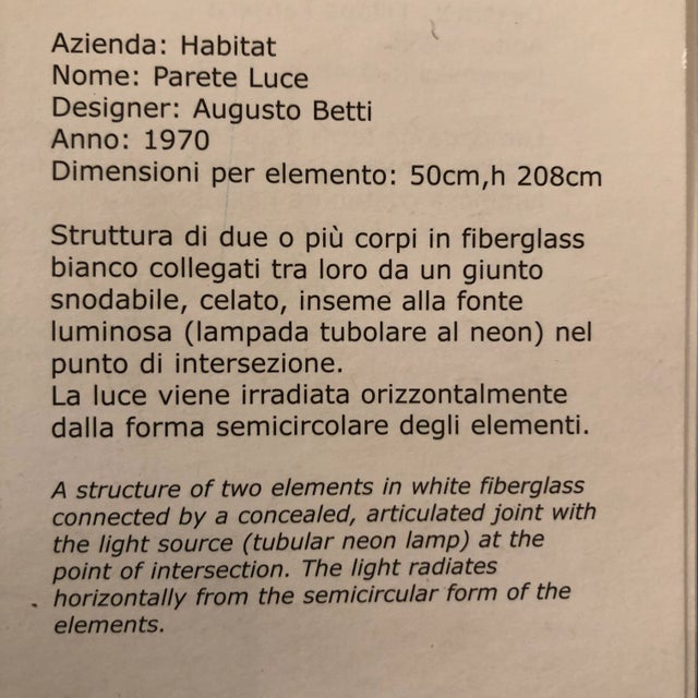 Parete Luce Floor Lamp by Augusto Betti for Habitat, 1970 For Sale - Image 6 of 13