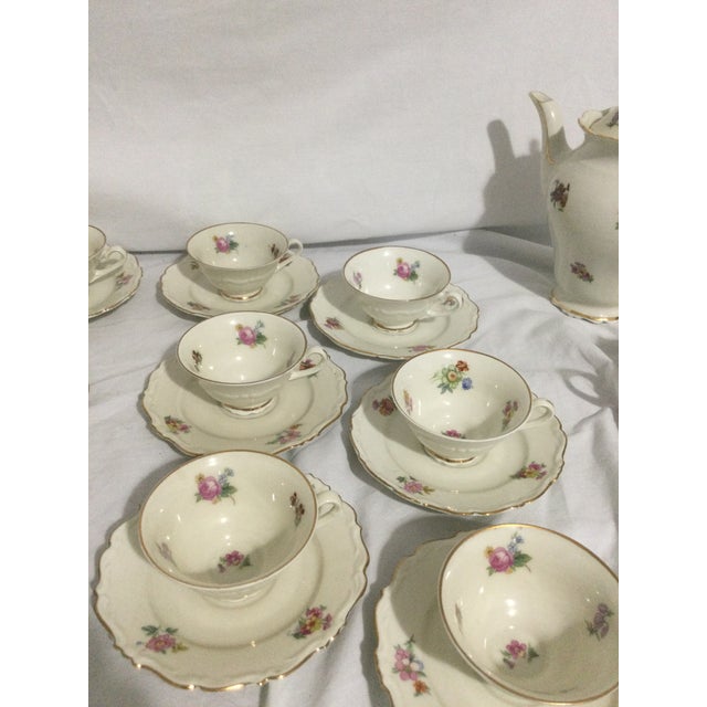 Antique White Vintage Karlskrona Porcelain Upsala Ekeby Karlskrona Sweden Bone China Tea Set- 14 Pieces For Sale - Image 8 of 8