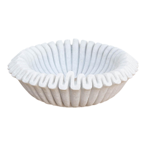 Large Hand-Carved Ripple Marble Bowl
