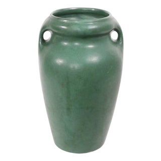 Arts and Crafts Green Matte Glaze Pottery Vase C. 1910's For Sale