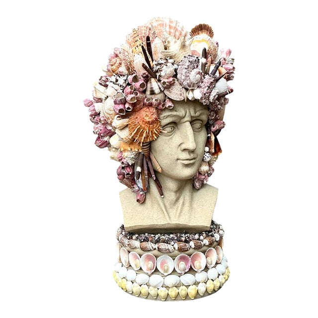 Vintage Coastal Shell Embellished Bust For Sale
