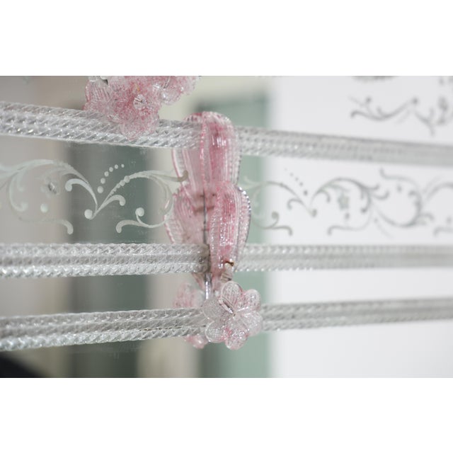 Exceptional Extra Large Size Vintage Pink Murano Glass Wall Mirror, 1950s For Sale - Image 9 of 14
