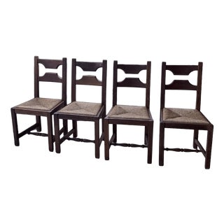 Rustic Oak Chairs from De Puydt, Belgium, 1970s, Set of 4 For Sale