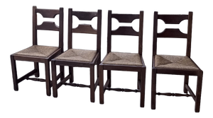 Rustic Oak Chairs from De Puydt, Belgium, 1970s, Set of 4