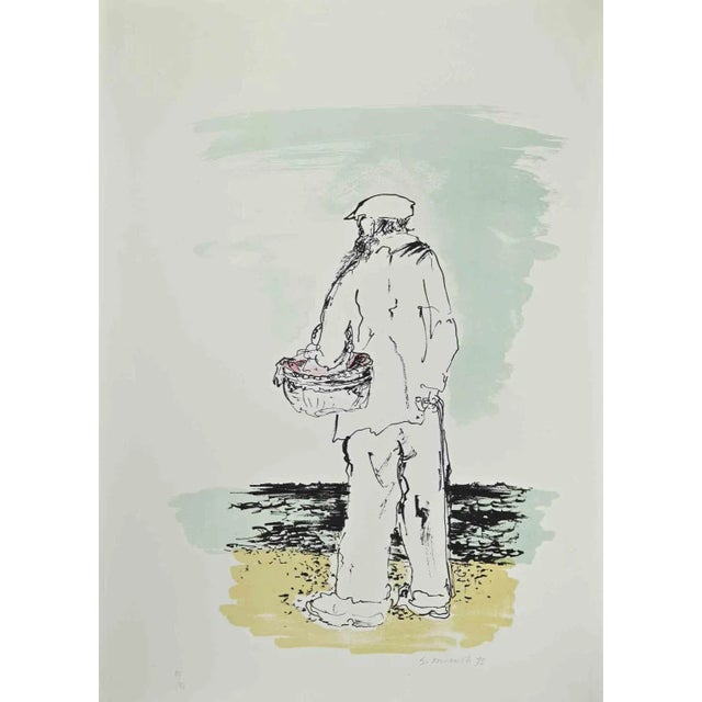 Giovanni Omiccioli, The Fisherman, Lithograph, 1970s For Sale - Image 3 of 3