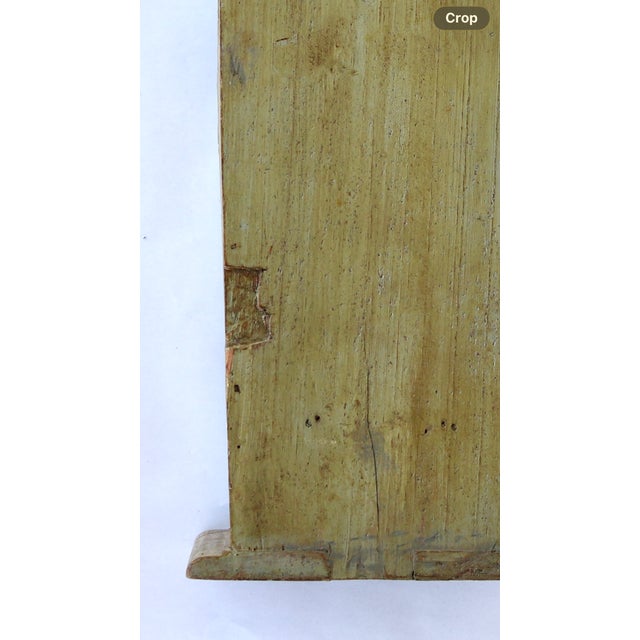 19th-Century European Provincial Carved Farinière / Salt Box in Original Sage Milk Paint For Sale - Image 17 of 17
