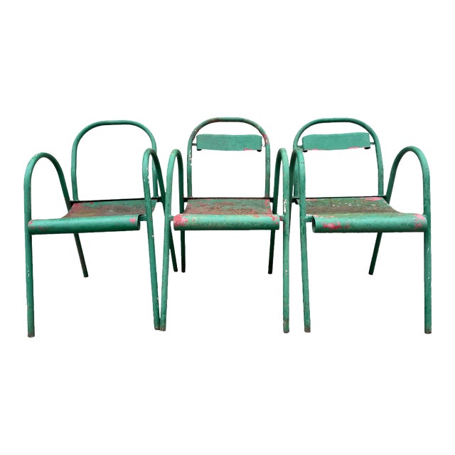Stackable Armchairs from Tolix, 1950s, Set of 3 For Sale