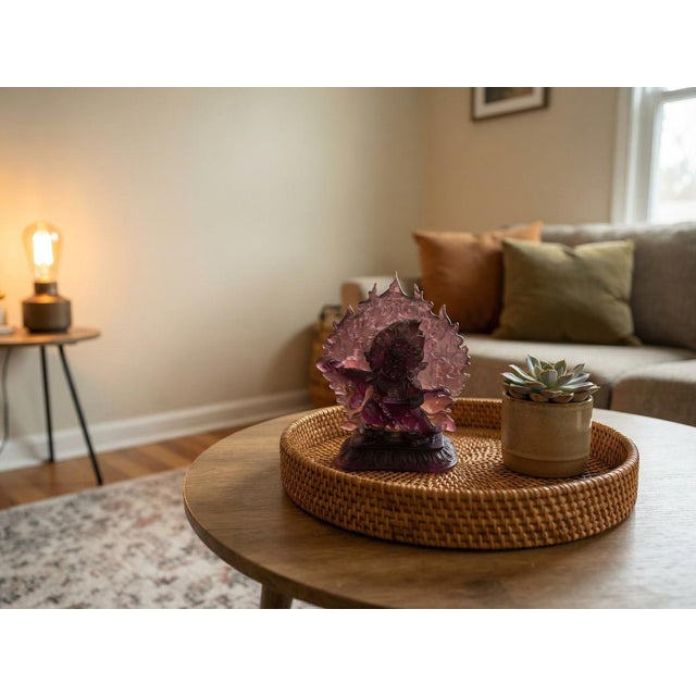 4" Amethyst Purple Crystal Glass Tibetan Guardian Deity Figure For Sale In San Francisco - Image 6 of 10