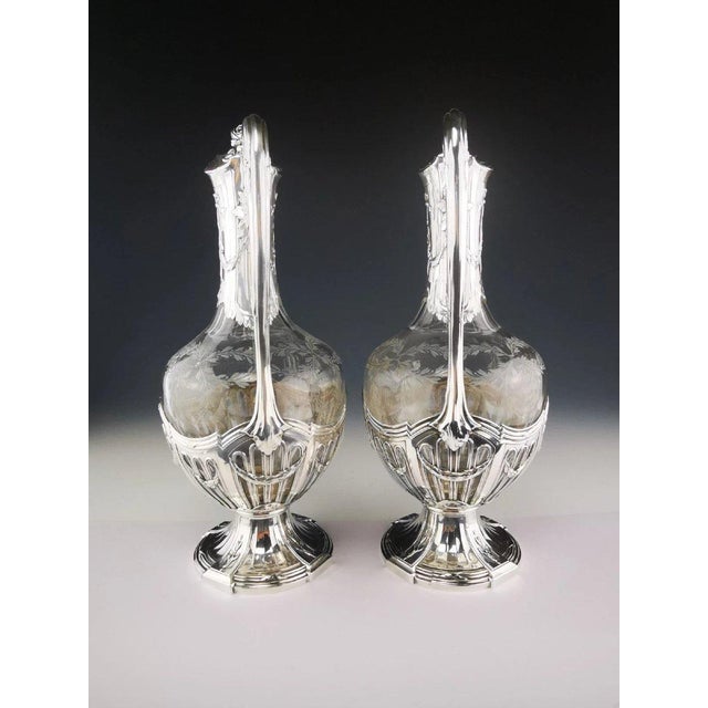 Silver 950 and Crystal Ewers from Puiforcat, Set of 2 For Sale - Image 5 of 13