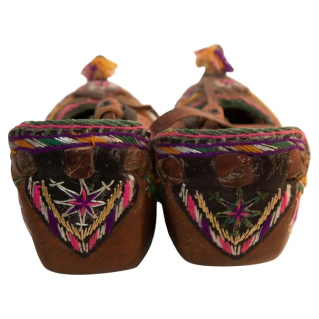 Antique Charogh Decorative Ethnic Shoes, Handcrafted Leather, Turkey, Circa 1900 For Sale - Image 10 of 14
