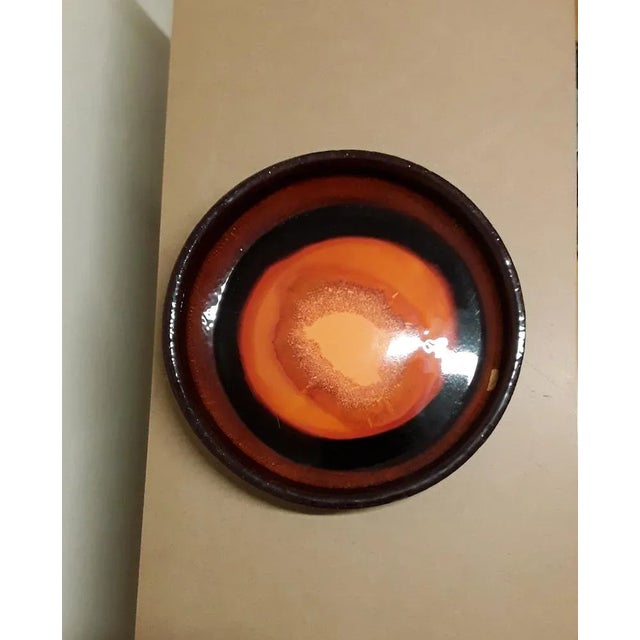 Vintage Finnish Brown Ceramic with Orange Glaze Wall Plate from Stromit, 1970s For Sale - Image 3 of 7