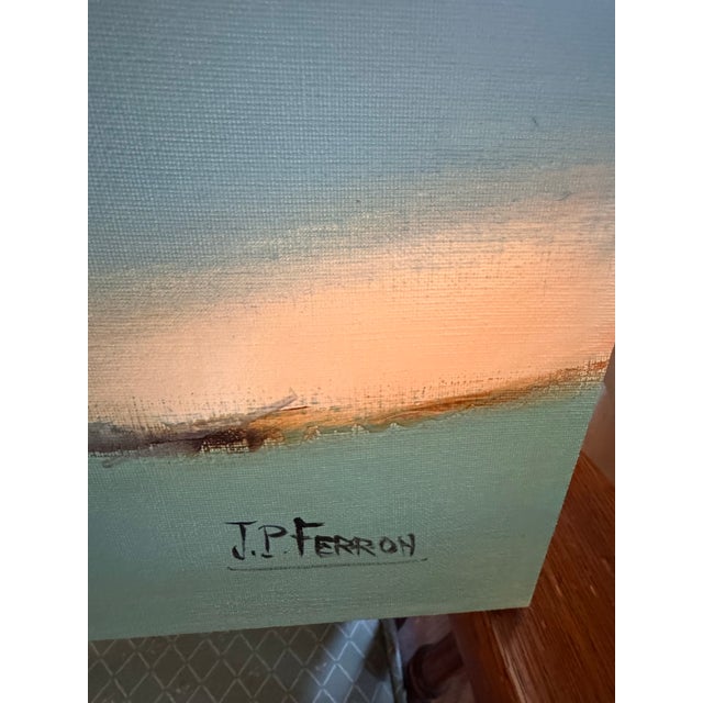 Modern Jean Paul Ferron Signed French Landscape Painting, 31” Square For Sale - Image 3 of 7