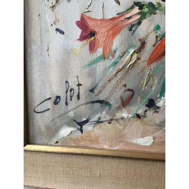 1950s 1950s Floral Painting Oil On Canvas For Sale - Image 5 of 6