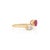 Metal Pear Cut 1.45ct Ruby Diamond Open Face Modern 14k Gold Ring Size 6.5 For Sale - Image 7 of 18