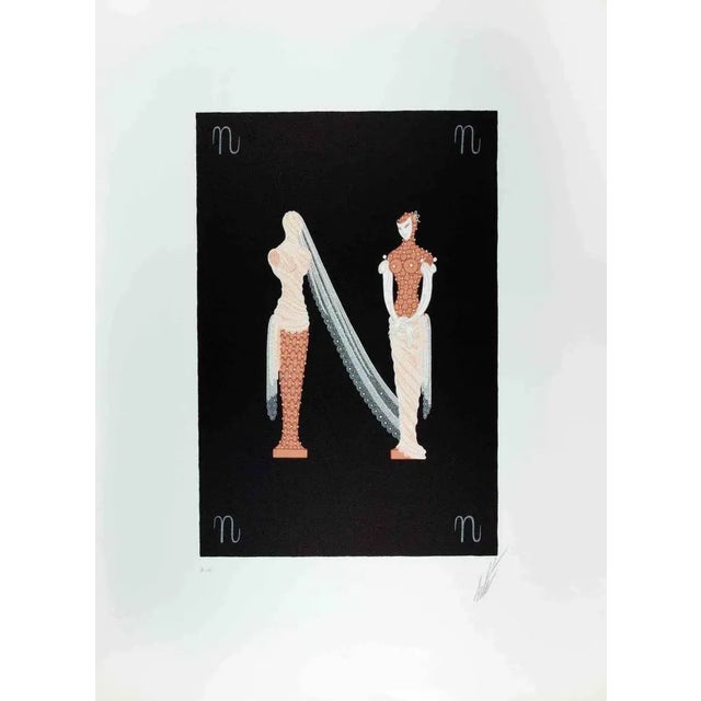 Erté, Letter N, 1970s, Lithograph For Sale - Image 4 of 4