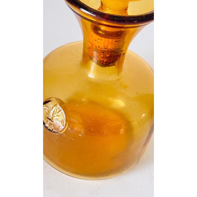 Vintage Italian Art Glass Bottle with Large Blown Glass Stopper, 1960s For Sale - Image 12 of 13