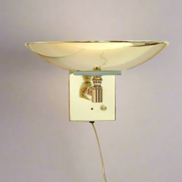 Vintage Mid Century Modern Brass Flying Saucer Wall Sconce For Sale - Image 11 of 11