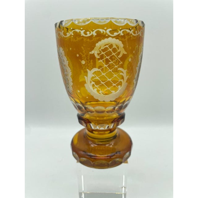 Chalices in Hand-Cut Amber Crystal by Moosbauer Nördlingen, 1950s, Set of 2 For Sale - Image 6 of 18