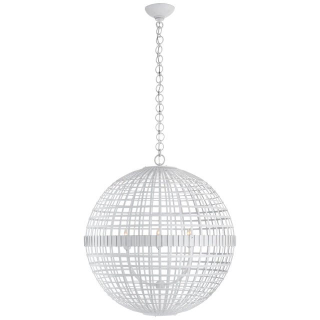 Modern AERIN for Visual Comfort Signature Mill Large Globe Lantern in Plaster White For Sale - Image 3 of 5