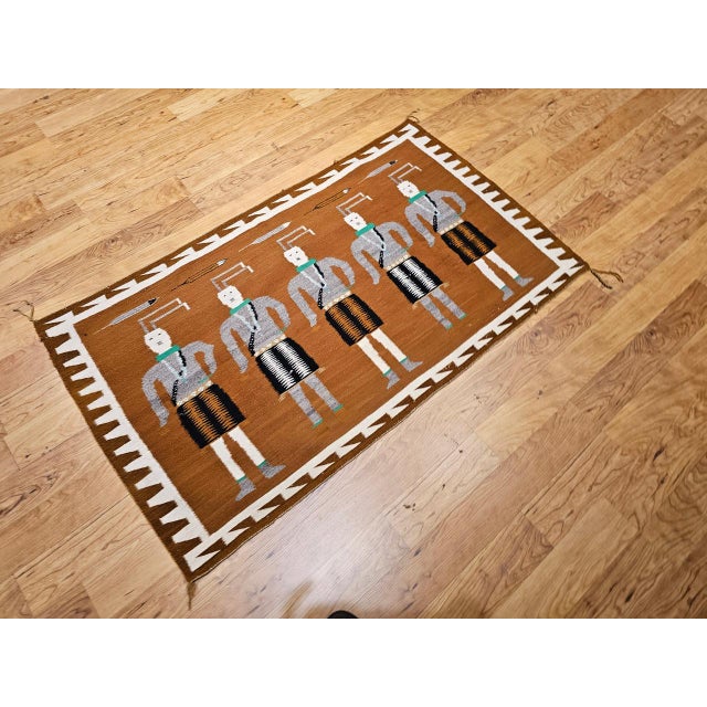 Vintage Native American Yei Rug, Handwoven Wool, Navajo Deity Pictorial Pattern, 3x5 For Sale - Image 12 of 13