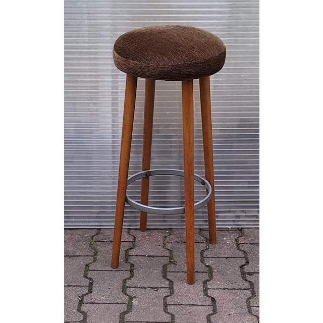 Mid-Century Modern Mid-Century Bar Stool with Beechwood Frame and Metal Ring, 1960s For Sale - Image 3 of 5