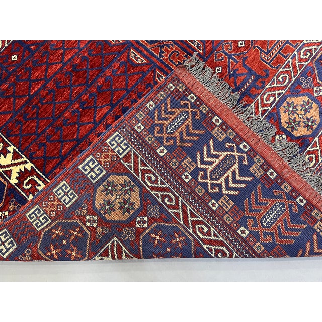 Red Turkmen Parda Tribal Wool Area Rug, 5'2