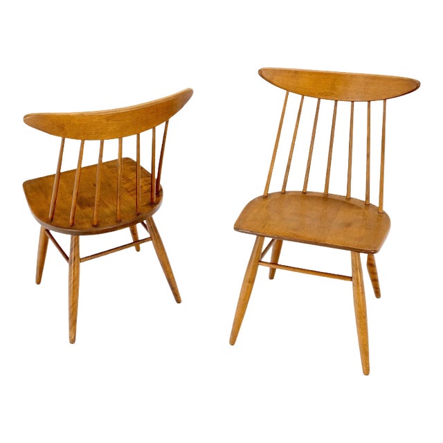 Mid-Century Modern Solid Maple Conant Ball Russel Right Sid Chairs - A Pair For Sale