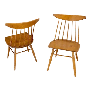 Mid-Century Modern Solid Maple Conant Ball Russel Right Sid Chairs - A Pair