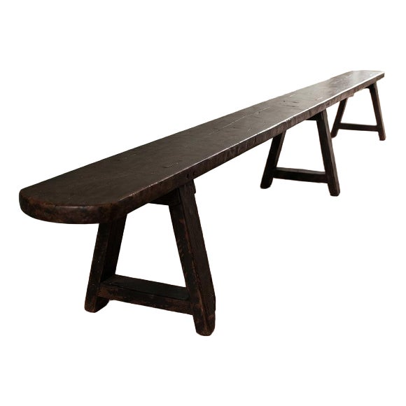 Antique French Provincial Wooden Bench For Sale