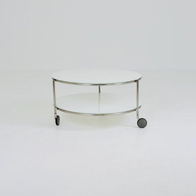 Mid-Century Strind Coffee Table in White Glass and Nickel-Plated Steel by Ehlén Johansson for Ikea, Sweden, 1990s For Sale - Image 13 of 13