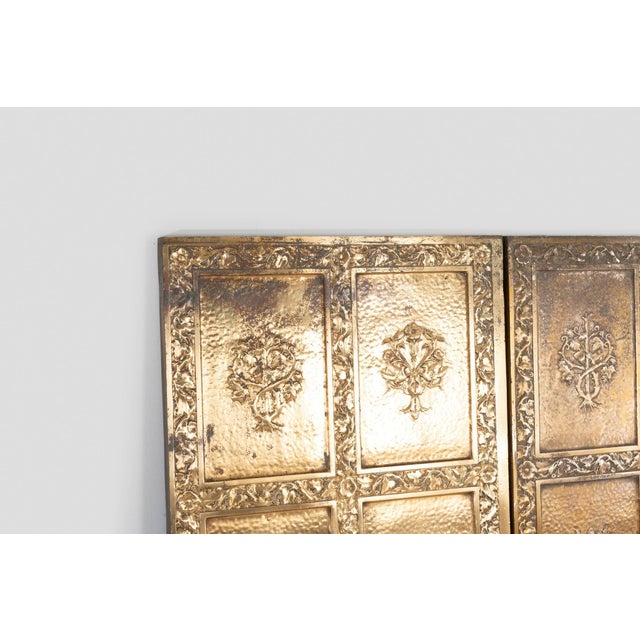 Gold Pair of Brass Architectural Elevator Doors in the Style of Louis Sullivan From a Chicago Building 1930c. For Sale - Image 8 of 14