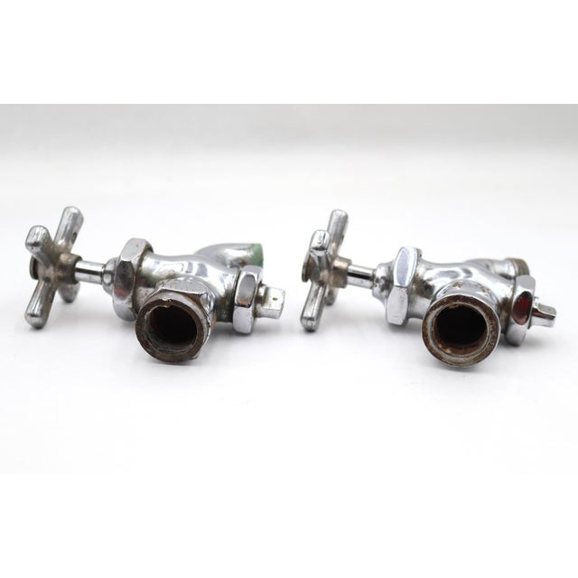 Chrome Vintage Chrome Plated Brass Hot & Cold Faucets For Sale - Image 8 of 12