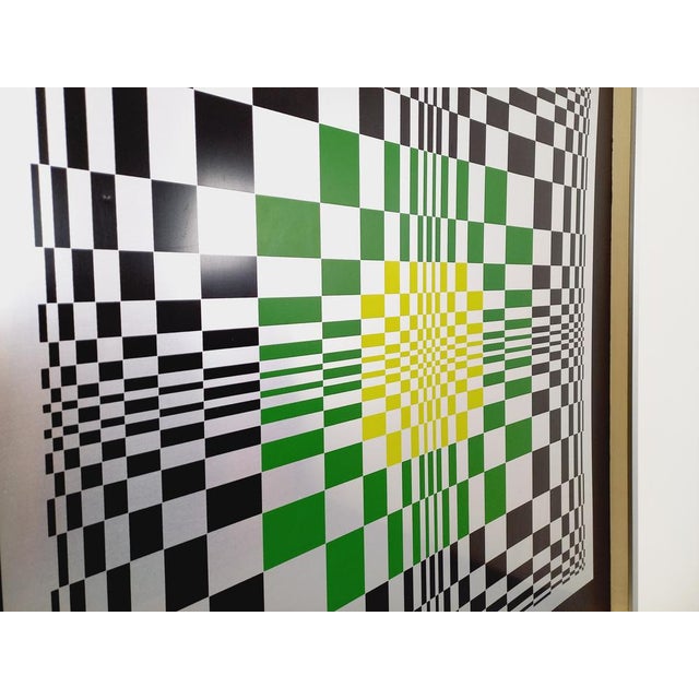 Italian Screen Printed Kinetic Checkerboard on Aluminum in the style of Vasarely, 1970s For Sale - Image 14 of 18