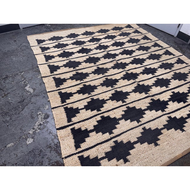 Charcoal 8ft 4in × 9ft 12in Rejuvenation Bowen Jute & Wool Flatweave Rug For Sale - Image 8 of 12