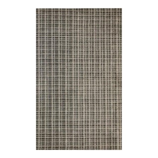 5x8 Gray Hand-Knotted Bamboo Silk Linen Texture Weave Geometric Carpet Rug For Sale