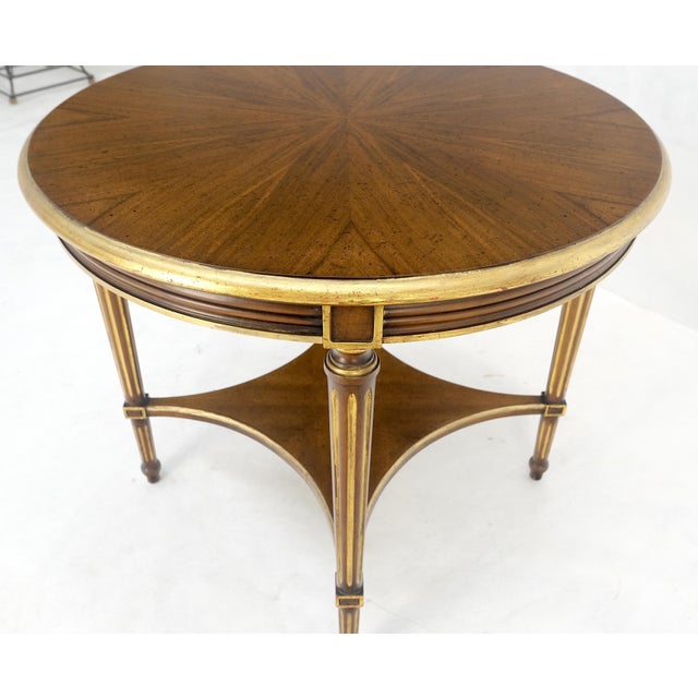 Widdicomb 26" Round Gold Gilt Side End Lamp Table Stand Book Matched Veneer MINT