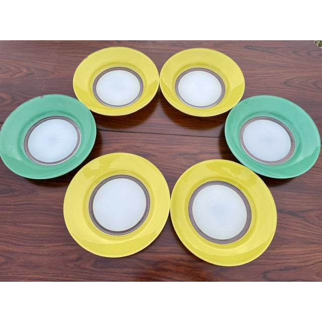 Mid-century, vintage, soup plates by Duralex circa 60s/70s pates are made of tempered glass. There are two with pastel...